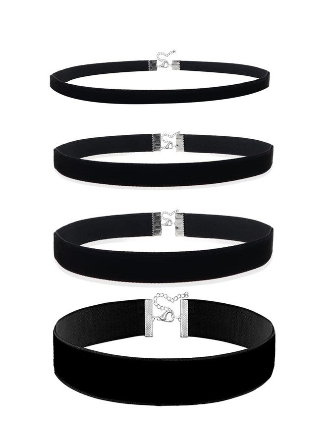 PINCHUAN 4PCS Black Choker Necklace for Women Velvet Choker Heart Pendant Necklace Classic Lace Choker Necklaces for Girls Gothic Lace Chokers Choker Gifts for Girls-4PCS Black - Image 1
